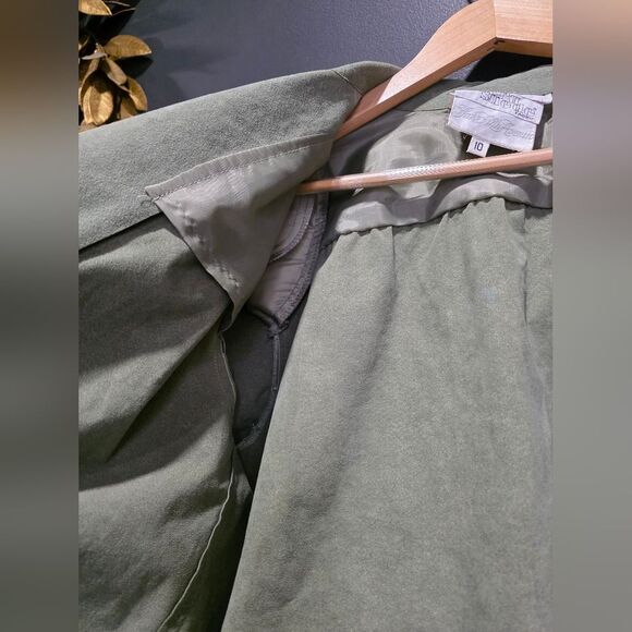 Sage Green Button Washable Suede Long Sleeve Blazer Women’s Sz 10 Western Boho - Picture 7 of 9